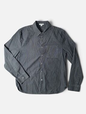 James Perse mens 1 S Small grey micro pattern button up shirt EUC